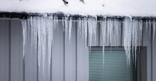 Stalactite ice on roof